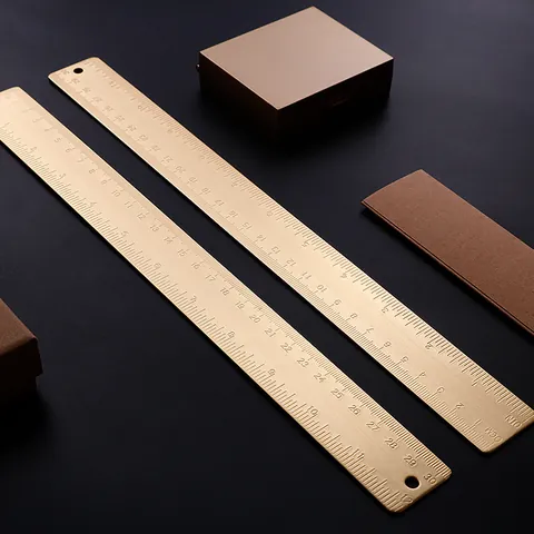 Vintage Messing Lineal 30cm Doppelseitige Metrische Imperiale Skala Professionelles Metall Messwerkzeug Für Schule Büro Schreibwaren Zeichnen