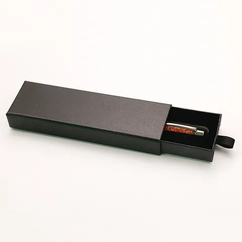 Boîte à Stylos Minimaliste en Papier à Tiroir Noir Étui Cadeau en Carton Rigide pour Stylos Plume Business Emballage