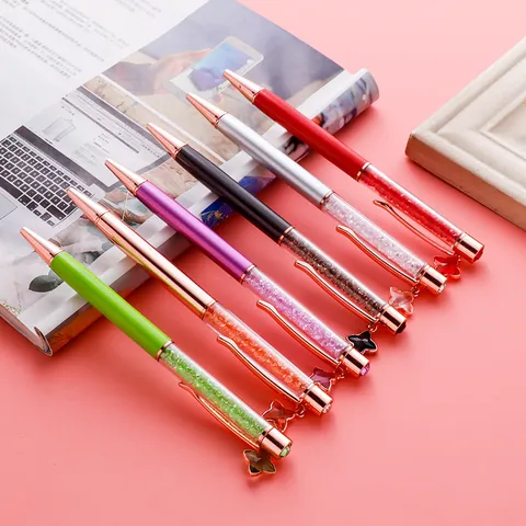 Penna a Sfera di Lusso in Lega Sognante con Cristalli e Strass Ciondolo a Quadrifoglio Stella Penna Regalo Donna Ufficio Scuola