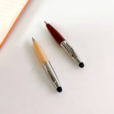 Mini Wooden Touchscreen Ballpoint Pen 2-in-1 Natural Maple Wood Metal Stylus Pen For Business Office Women Gift
