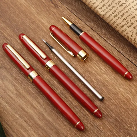 Vintage Rosewood Rollerball Pen With Gold Trim Professional Business Writing Sign Pen Luxury Office Stationery Executive Gift