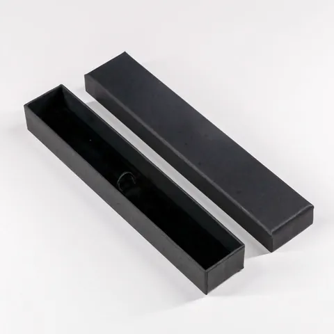 Business Minimalist Black Cardboard Pen Gift Box Rectangle Matte Texture Single Pen Packaging Case With Ribbon Ornament