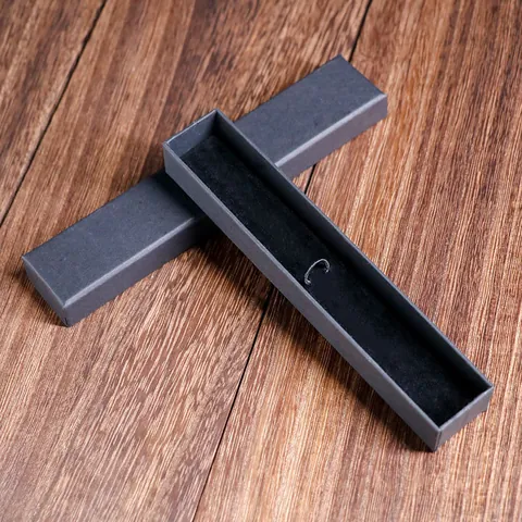 Business Minimalist Black Cardboard Pen Gift Box Rectangle Matte Texture Single Pen Packaging Case With Ribbon Ornament