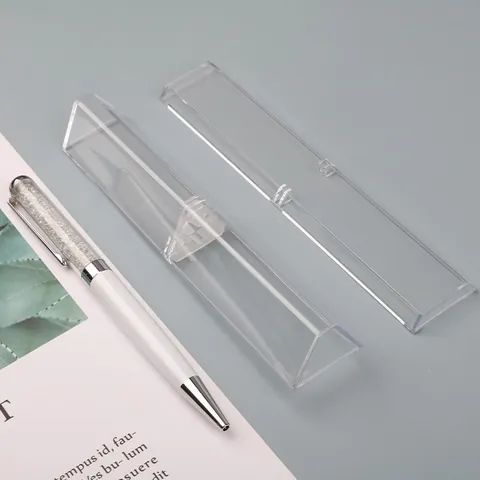 Astuccio in Plastica Trasparente Triangolare Portatile Custodia Singola per Studenti Ufficio Organizer da Scrivania Minimalista