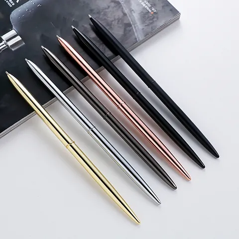 Professional Slim Metal Rotating Ballpoint Pen Durable Zinc Alloy Signature Pen For Office Hotel Bank Business Writing