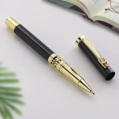 Creative Dragon Head Clip Metal Signature Pen Heavy Feel Business Gel Pen Office Writing Gift Pen Hollow Pattern Design