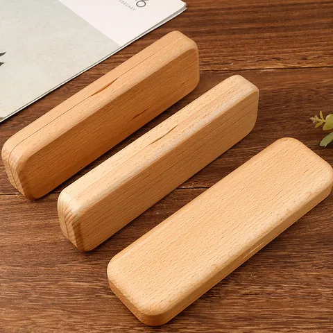 Estuche de Madera Vintage para Lápices Caja de Regalo para Bolígrafo con Tapa Magnética Grano de Madera Natural Organizador de Papelería de Escritorio para Oficina