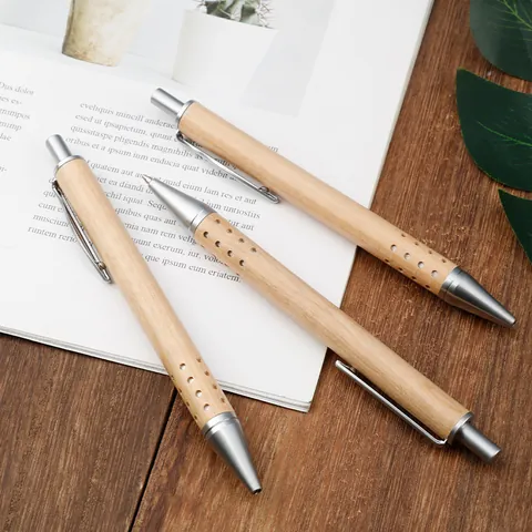 Klikpen Van Esdoornhout Natuurlijk Hout Minimalistisch 24-Gats Ontwerp Metalen Clip Kogelpunt Kantoor School Briefpapier Cadeaupen