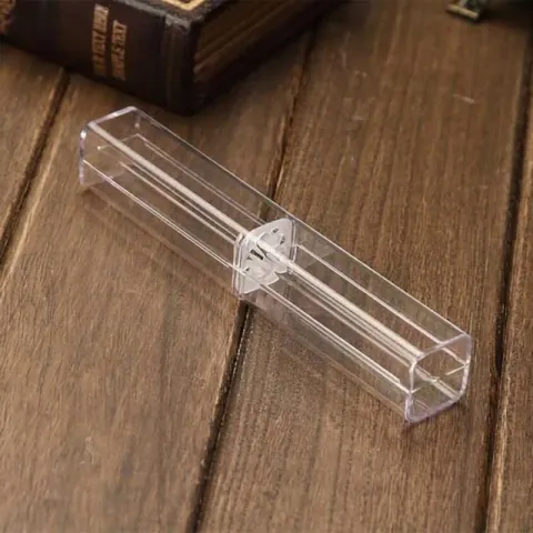 Astuccio Quadrato in Plastica Trasparente Scatola Organizzatore di Cancelleria Minimalista per Penne e Matite Ufficio Scuola