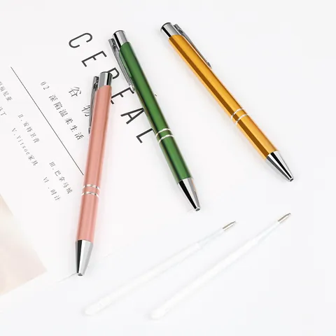 Retractable Aluminum Alloy Metal Ballpoint Pen Smooth Writing sub Bullet Tip Business School Office Stationery Gift Black Ink Pen
