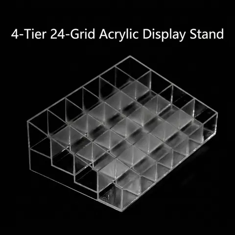 24 Grid Transparent Acrylic Display Stand Plastic Storage Box Desktop Organizer For Pen Lipstick Nail Polish Storage Rack