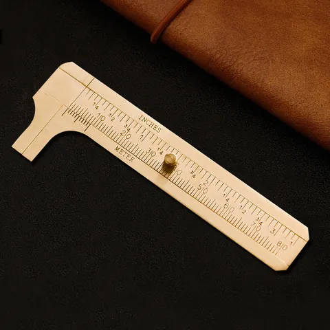 Mini Messing Messschieber Tragbare Massivem Messing Messlineal Doppelskalierung Zoll Metrisch Für Messung Büro Schule Geschenk