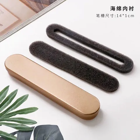 Gold Rectangular Tin Box Metal Pen Case Jewelry Storage Box Tinplate Gift Packaging Case With Lining For Stationery Beauty