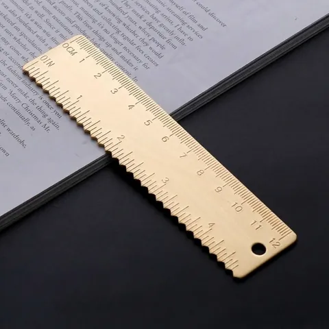 Vintage Brass Wave Ruler 12cm Double Scale Ruler Centimeter Inch Metal Measuring Tool for Scrapbooking Office Stationery