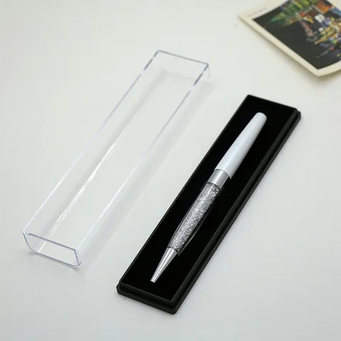 Custodia per Penna Singola Rettangolare in Plastica Trasparente Professionale Con Rivestimento Nero per Forniture per Ufficio
