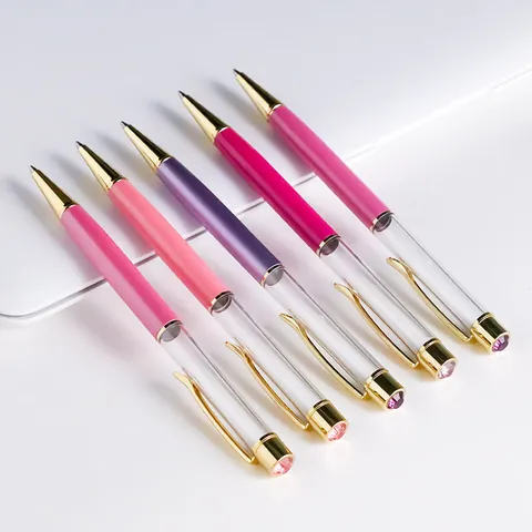 DIY Empty Tube Metal Ballpoint Pen With Rhinestone Top Twist Mechanism Bullet Tip For Business Student Writing Gift