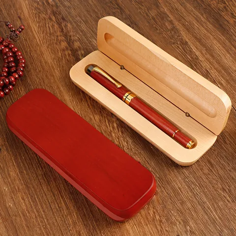 Estuche para un Solo Bolígrafo de Madera Maciza Vintage Caja de Regalo de Negocios Organizador de Plumas de Madera para Oficina