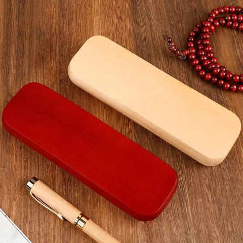 Estuche para un Solo Bolígrafo de Madera Maciza Vintage Caja de Regalo de Negocios Organizador de Plumas de Madera para Oficina