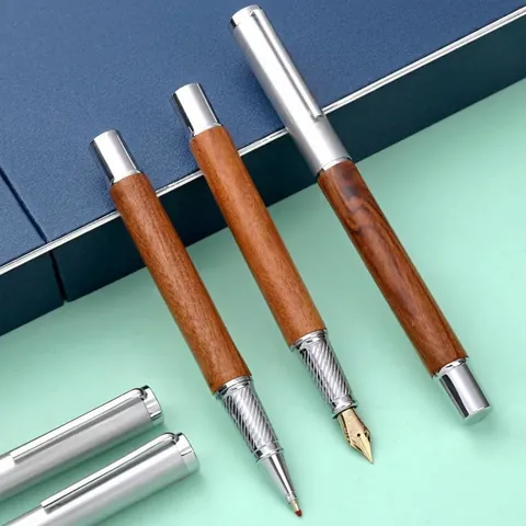 Luxury Business Huangtan Wood Fountain Pen Metal Iridium Nib Signature Pen For Students Graduation Teachers Office Gift