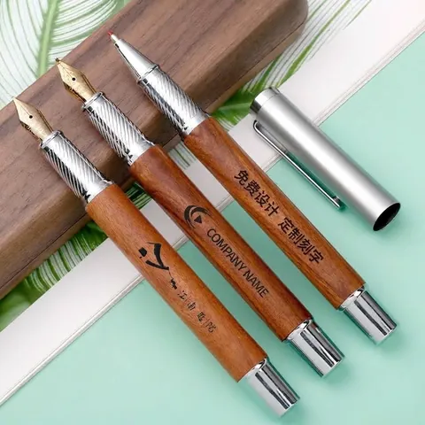 Luxury Business Huangtan Wood Fountain Pen Metal Iridium Nib Signature Pen For Students Graduation Teachers Office Gift