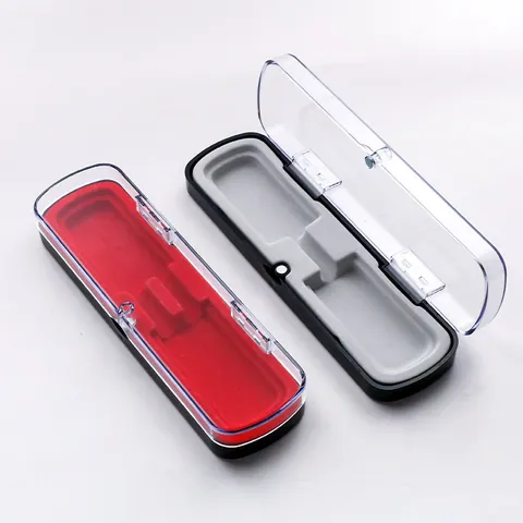 Clear Plastic Magnetic Pen Case Velvet Lining Transparent Pencil Box Single Double Pen Gift Storage for Office Student