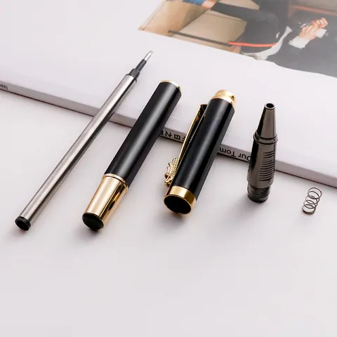 Luxury Metal Dragon Rollerball Pen 0.5mm Black Ink Business Signature Pen Office School Writing Supplies Gift Pen Gold Silver