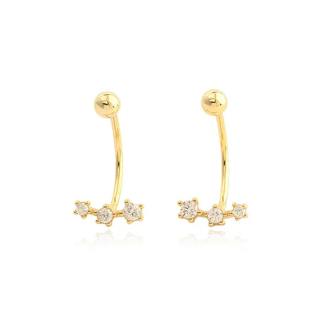 Pendientes de Botón de Plata de Ley S925 en Forma de C Con Circonia Cierre de Tornillo Joyería de Piercing Geométrica Para Mujer Unisex