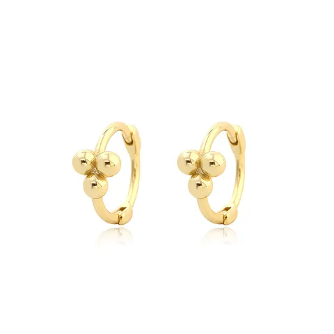 Pendientes de Aro de Plata de Ley 925 Minimalistas Geométricos con Cuentas Redondas Pendientes para Mujer Joyería de Moda Regalo