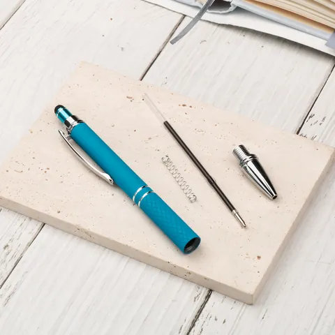 Retractable Ballpoint Pen With Stylus Tip Metal Clip Soft Spray Paint Grip 0.7 Bullet Point Office School Writing Gift Pen