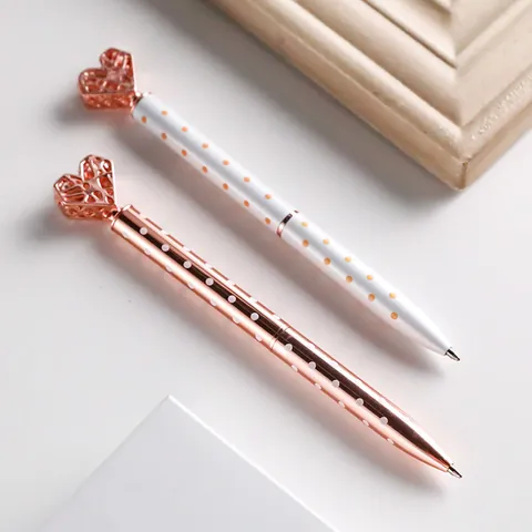 Creative Metal Hollow Heart Ballpoint Pen For Office Student School Writing Ins Style Polka Dot Twist Stationery Gift Pen