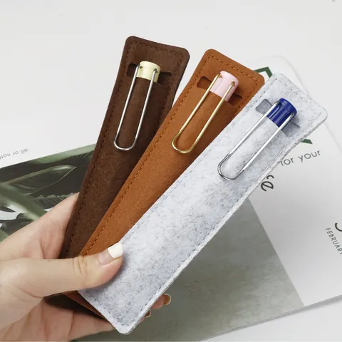 Minimalist Felt Pencil Case Single Pen Sleeve Portable Stationery Storage Bag For Fountain Pens Office Student Supplies
