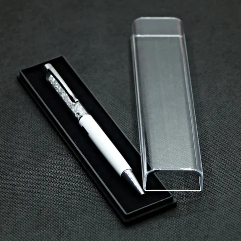 Astuccio Regalo per Penne Quadrato Trasparente Minimalista Scatola di Immagazzinaggio in Plastica per Penna Singola Ufficio