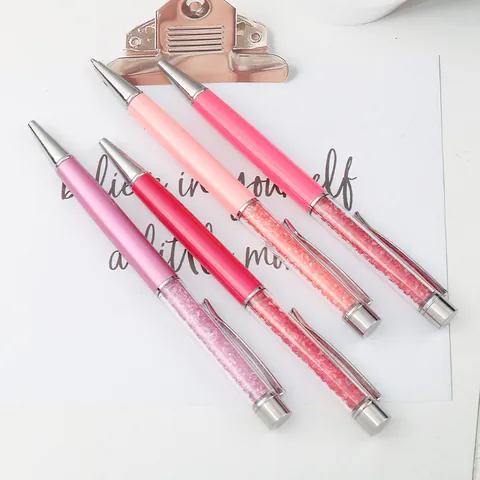 Elegant Metal Ballpoint Pen With Crystal Rhinestone Filling Rotating Luxury Writing Tool For Office School Stationery Gift