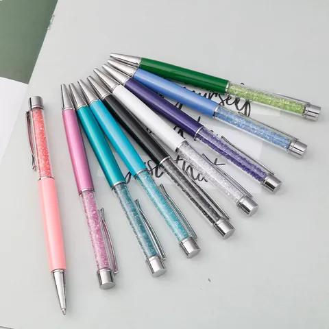 Elegant Metal Ballpoint Pen With Crystal Rhinestone Filling Rotating Luxury Writing Tool For Office School Stationery Gift