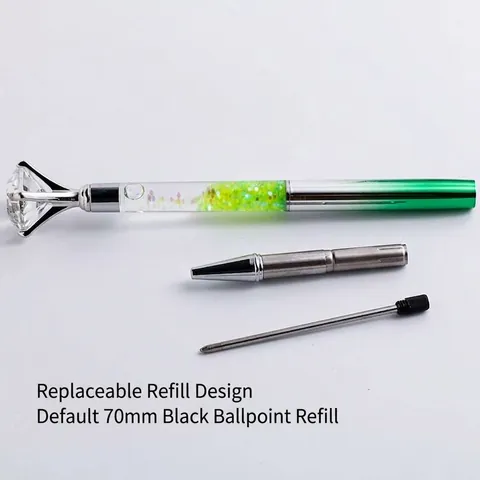 Elegant Metal Big Diamond Quicksand Ballpoint Pen With Sparkling Glitter Liquid Design For Office School Business Gift Writing Stationery
