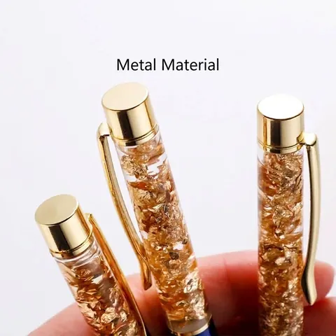Luxury Gold Foil Floating Liquid Ballpoint Pen Elegant Rotating Metal Ballpoint Pen For Office Business Gift Stationery