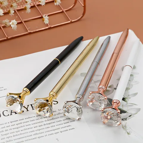 Kreativer Metall Kugelschreiber Mit Großer Glasdiamant Spitze Luxus Schreibwaren Büro Geschenkstift Für Hochzeit Gästebuch Schreiben