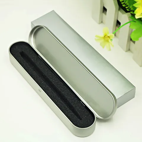 Silver Rectangular Tinplate Metal Pencil Case With Protective Foam Lining Portable Storage Box For Pens Jewelry Tools