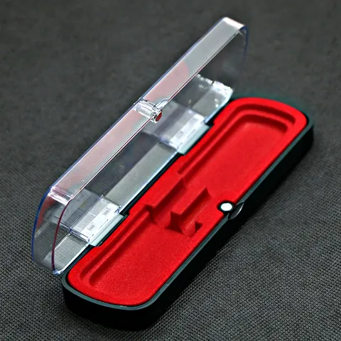 Caja de Plástico Transparente para Dos Bolígrafos Con Cierre Magnético Forro de Flocado Exquisita Caja de Regalo Pequeña Portátil