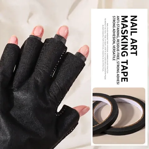 Nail Art Black Masking Tape UV Protection Gloves Physical Shading Anti-Blackening Tape For Manicure Light Nail Salon Tool