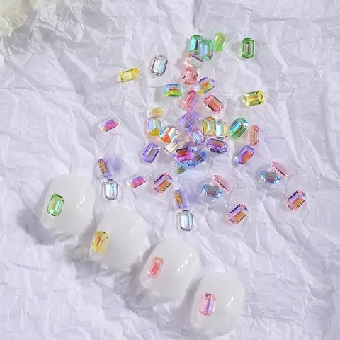Aurora Colorful Rock Sugar Nail Art Rhinestones Glass Flatback Crystal Diamonds For DIY Manicure Decoration Pack