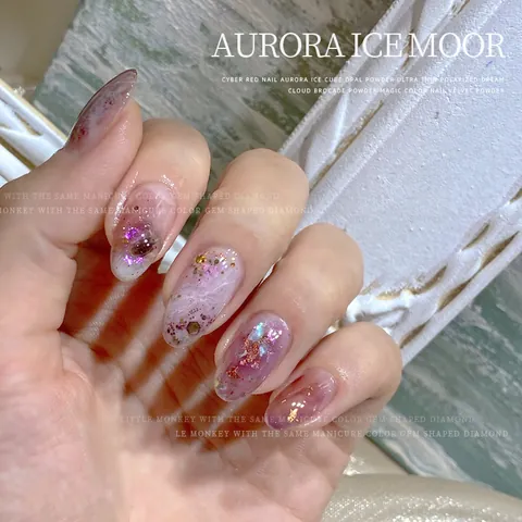 Aurora Opal Nail Powder Iridescent Chrome Sequins Super Flash Ultra Thin Aurora Pigment For Summer Nail Art DIY Decoration