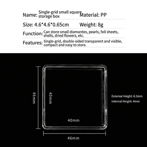 Transparent Square Acrylic Storage Box Small Clear Plastic Organizer Case For Nail Art Accessories Jewelry Beads Craft Supplies
