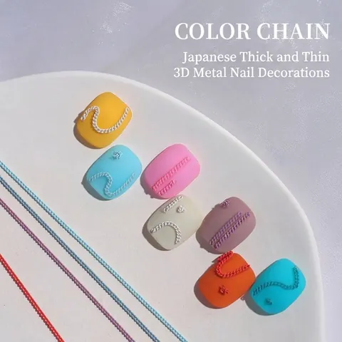 Metallische Bunte Nagelkunst Kette Dekoration Ultradünne Quaste Maniküre Legierung DIY Zubehör Langes Design Für Damen Alltag Party