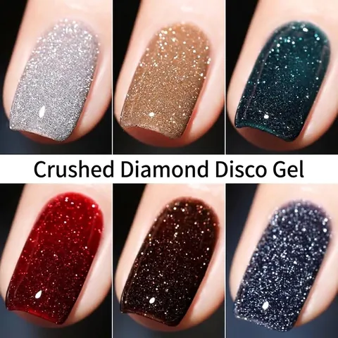 Reflective Glitter Diamond Nail Gel Polish Sparkle Crystal UV LED Soak Off Nail Art Polish For Salon Manicure Women