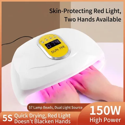 150W Professional UV LED Nail Lamp Fast Drying Gel Polish Curing Light With 57 LEDs 4 Timers Red Light White Nail Dryer