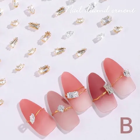 3D Nail Art Zirconia Rhinestones Alloy Metal Charms Teardrop Marquise Rectangular Square Inlaid Manicure Decoration DIY Beauty Tools