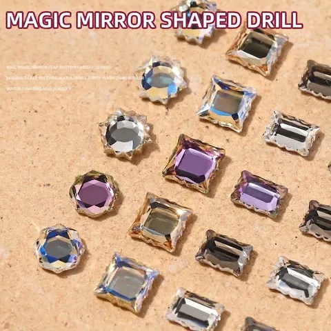 Luxury Aurora Flatback Nail Rhinestones Irregular Magic Mirror French Manicure Decorations Champagne Purple AB Crystal Nail Art Accessories