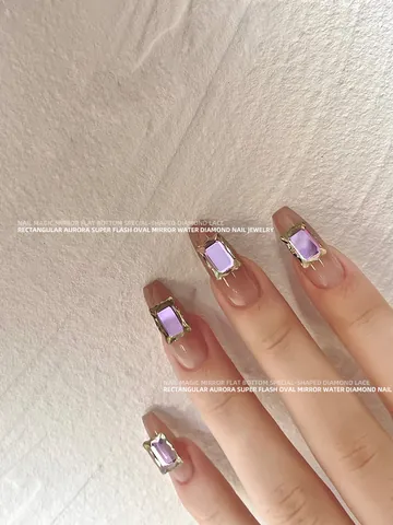 Luxury Aurora Flatback Nail Rhinestones Irregular Magic Mirror French Manicure Decorations Champagne Purple AB Crystal Nail Art Accessories