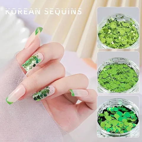 Paillettes per Unghie Verde Estate Popolare Sfumato Olografico Esagonale Ottagonale Scintillante Set Decorazioni per Manicure